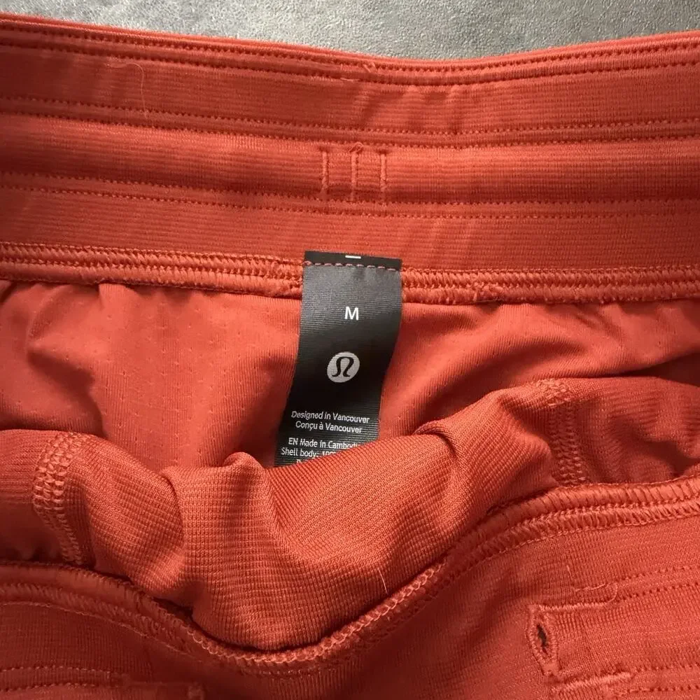 Lululemon Short 7” Mesh Lined Double Layered LM7BSES Orange Men's M NWOT